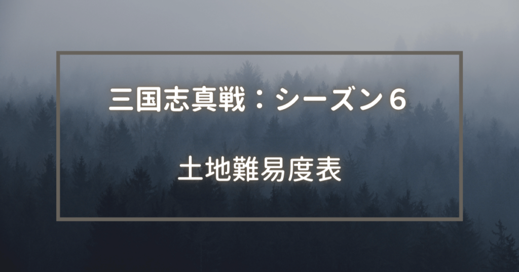 三国志真戦シーズン6：土地難易度表