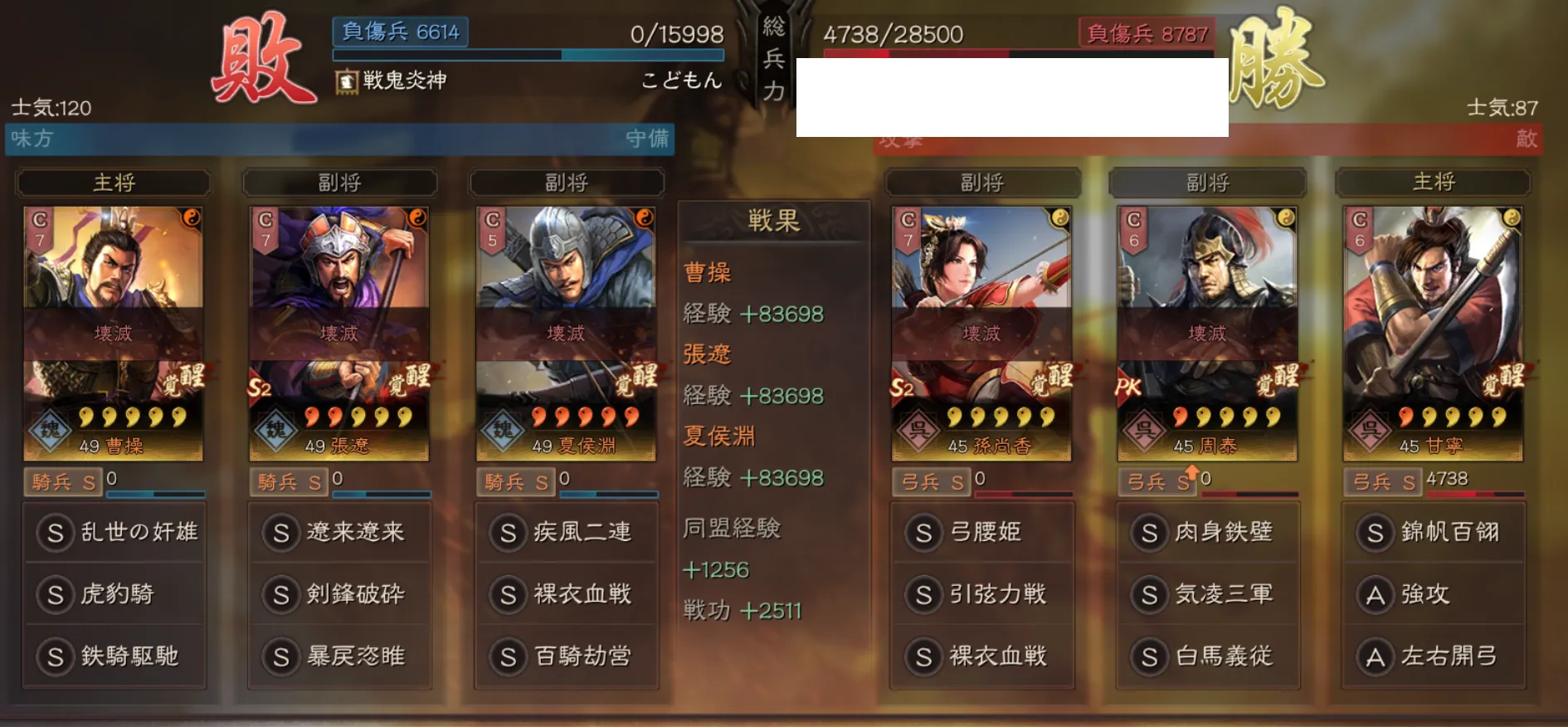 奸雄騎:対弓兵戦歴5