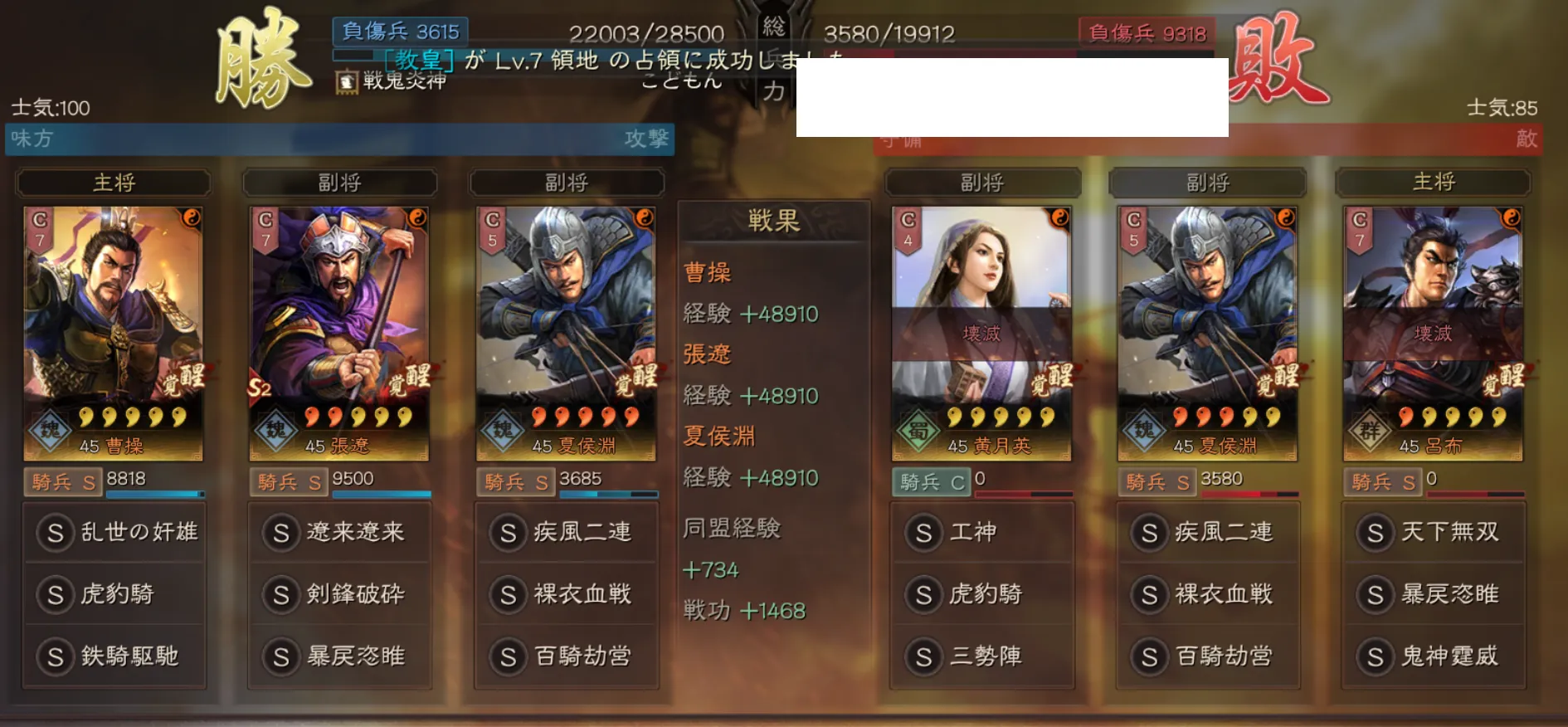 奸雄騎:対騎兵戦歴15