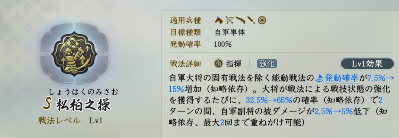 固有戦法:松柏之操