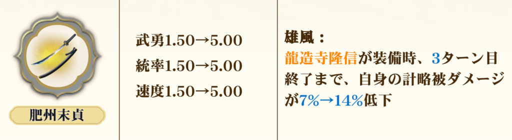S5シーズン兵装「肥州末貞」の属性と特技